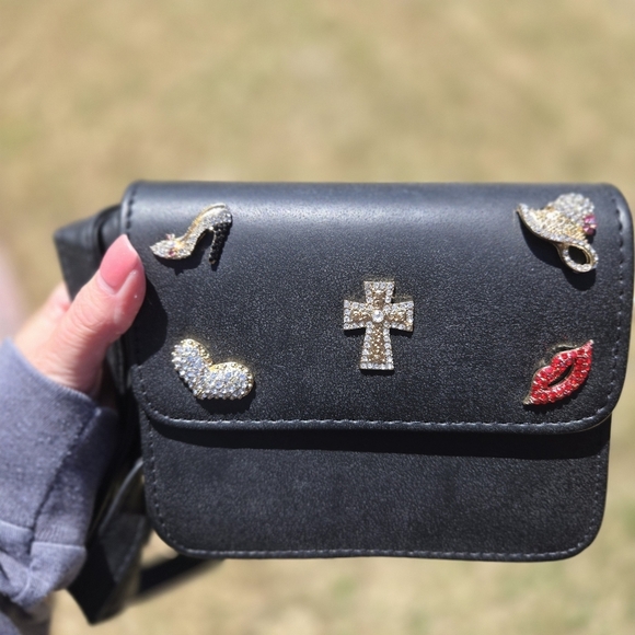 Black Crossbody Bag with Embellishments - Picture 1 of 9